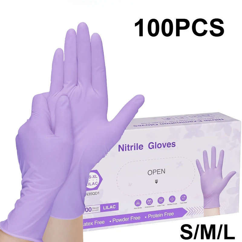 Medical Gloves - 10-100 szt. Jednorazowe fioletowe rękawice nitrylowe,