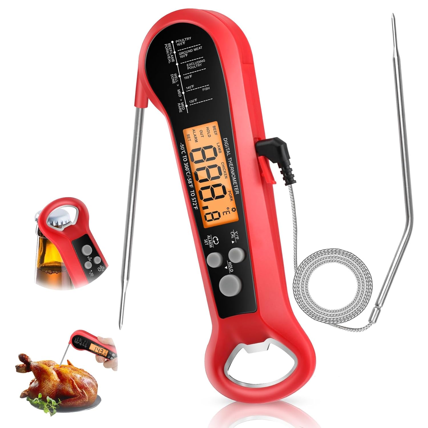 Thermometer Digital - Profesjonalny cyfrowy termometr do mięsa, wodoodporny,