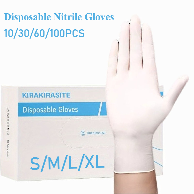 Medical Gloves - Białe nitrylowe rękawiczki jednorazowe Rękawiczki bez
