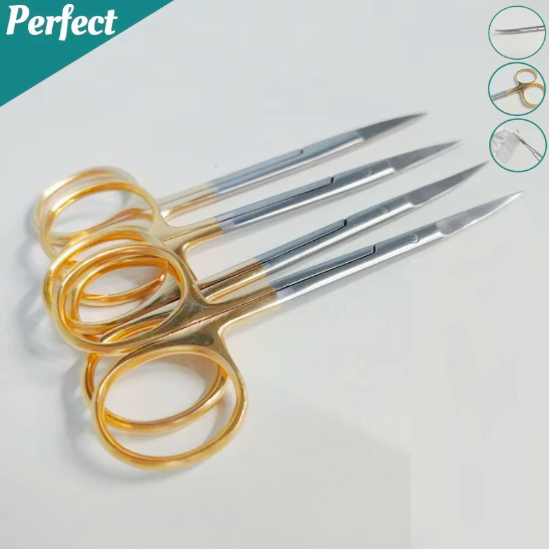Medical Scissors - 5PcDental nożyczki chirurgiczne prosta/zakrzywiona końcówka11.5cm pozłacany